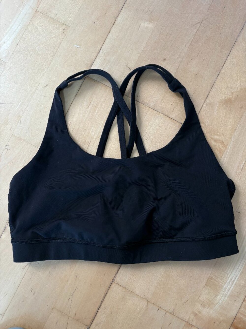 Lululemon Energy Bra Women’s 6 Support Black Yoga Strappy Euc